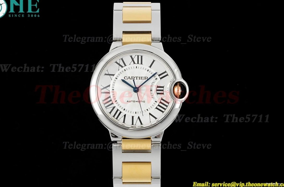 Ballon YG De Stk Bleu Wht 3KF Cartier A076 SS 36mm 0426